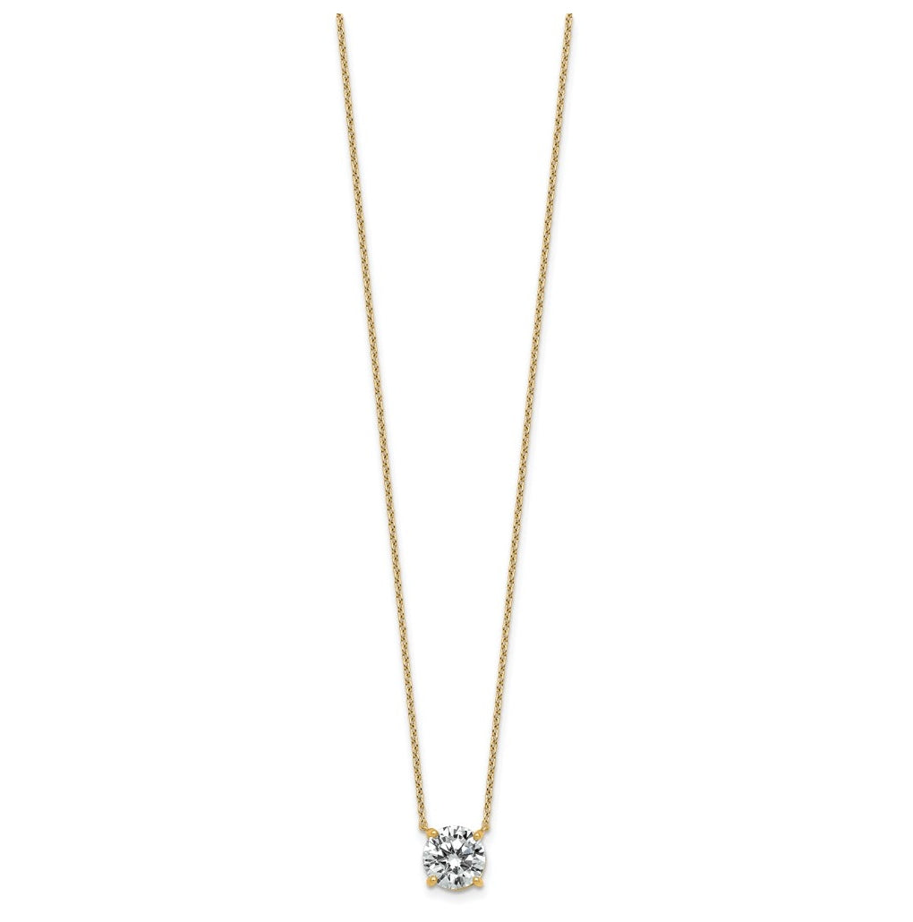 14K Yellow Or White Gold Lab Grown Diamond VS+ F+ Round Complete Four Prong 18 inch Solitaire Necklace
