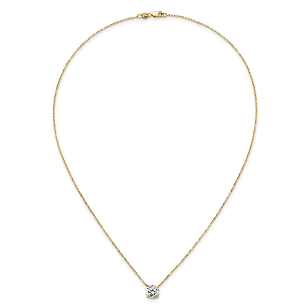 14K Yellow Or White Gold Certified Lab Grown Diamond VS+ F+ Round Complete Four Prong 18 inch Solitaire Necklace