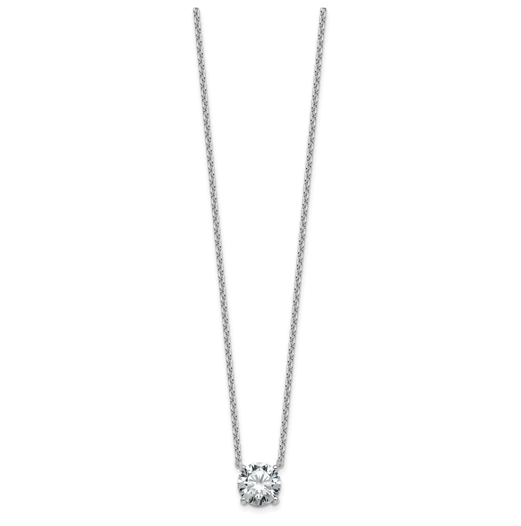 14K Yellow Or White Gold Lab Grown Diamond VS+ F+ Round Complete Four Prong 18 inch Solitaire Necklace