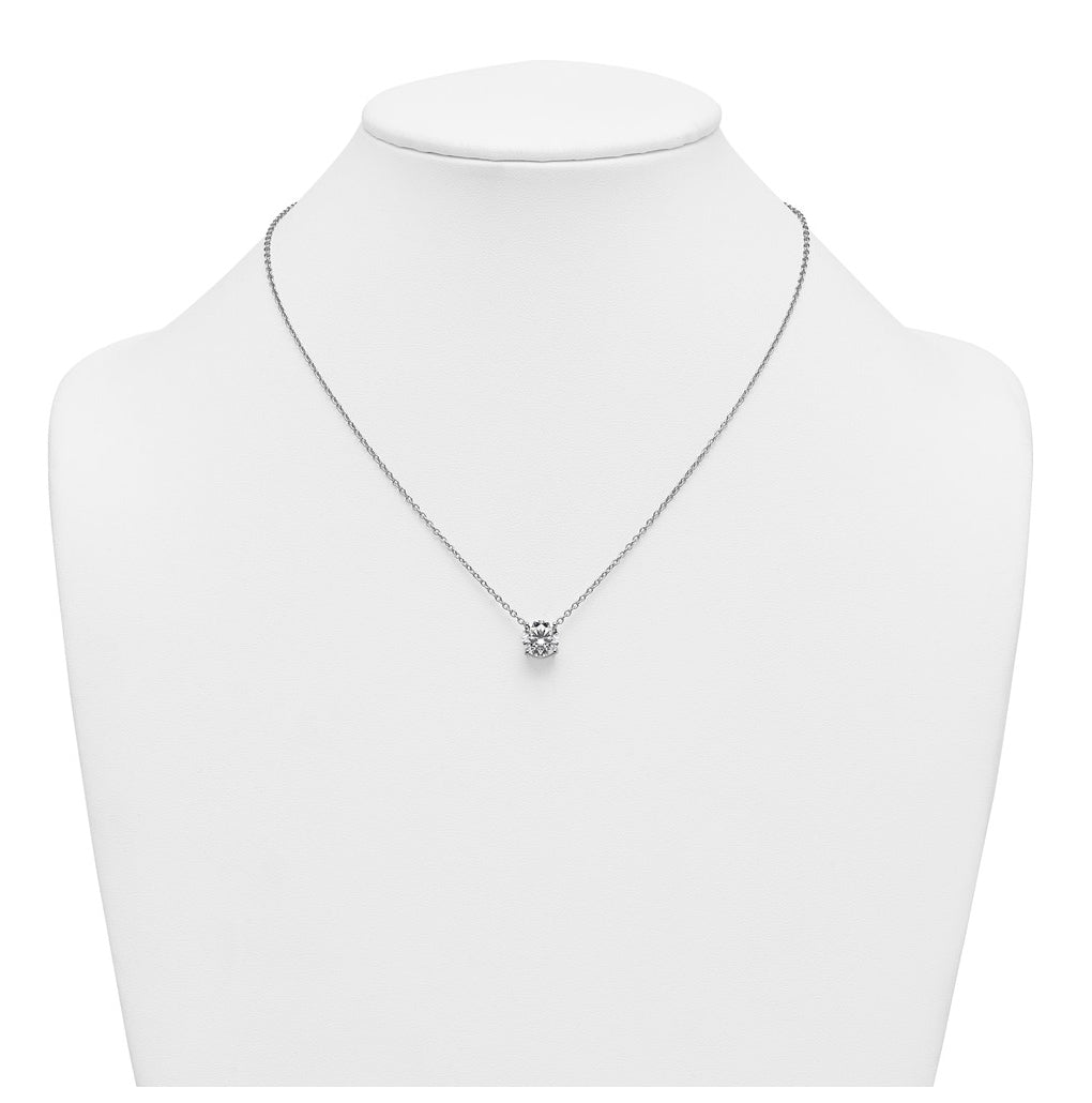 14K Yellow Or White Gold Certified Lab Grown Diamond VS+ F+ Round Complete Four Prong 18 inch Solitaire Necklace