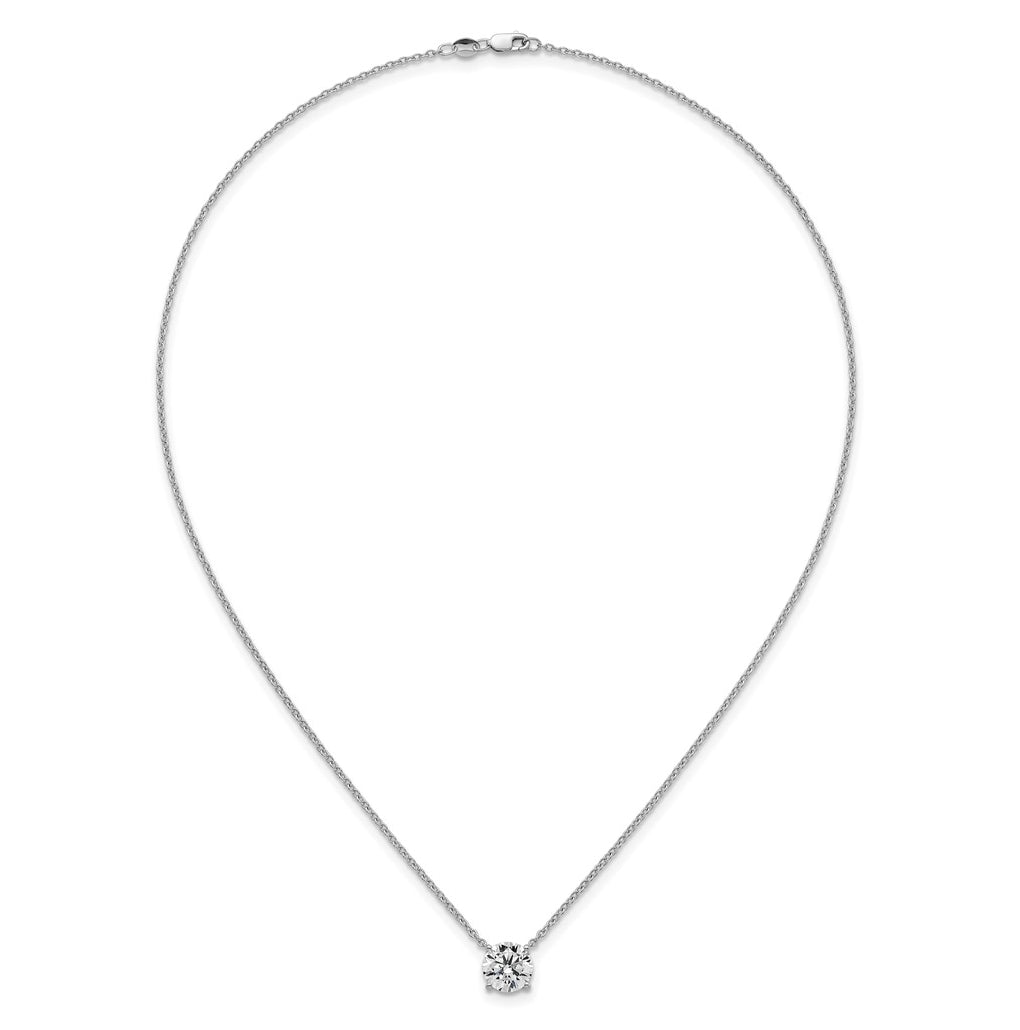 14K Yellow Or White Gold Lab Grown Diamond VS+ F+ Round Complete Four Prong 18 inch Solitaire Necklace