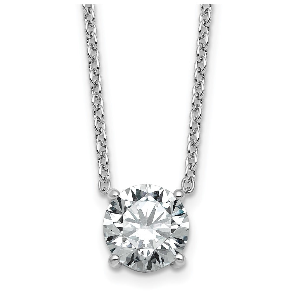 14K Yellow Or White Gold Certified Lab Grown Diamond VS+ F+ Round Complete Four Prong 18 inch Solitaire Necklace