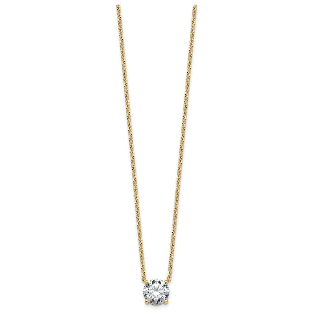 14K Yellow Or White Gold Certified Lab Grown Diamond VS+ F+ Round Complete Four Prong 18 inch Solitaire Necklace