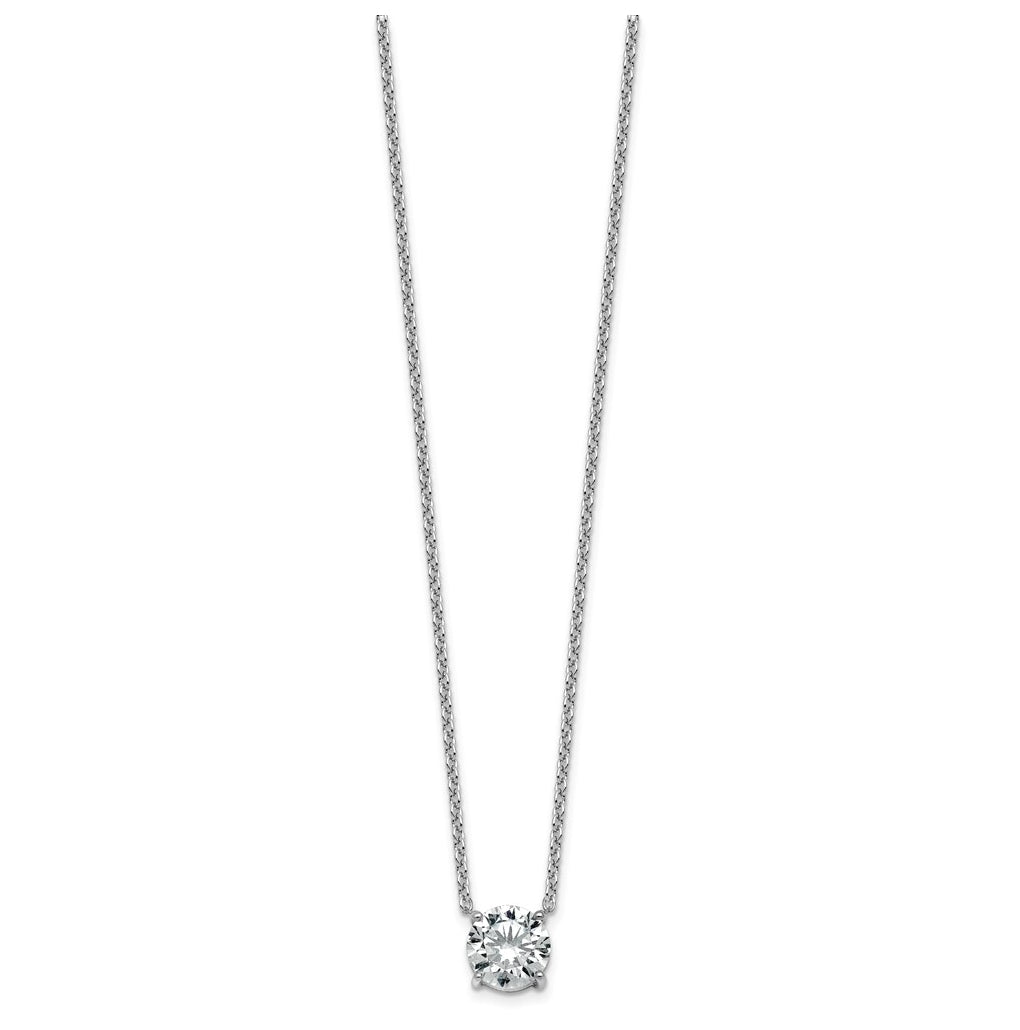 14K Yellow Or White Gold Certified Lab Grown Diamond VS+ F+ Round Complete Four Prong 18 inch Solitaire Necklace