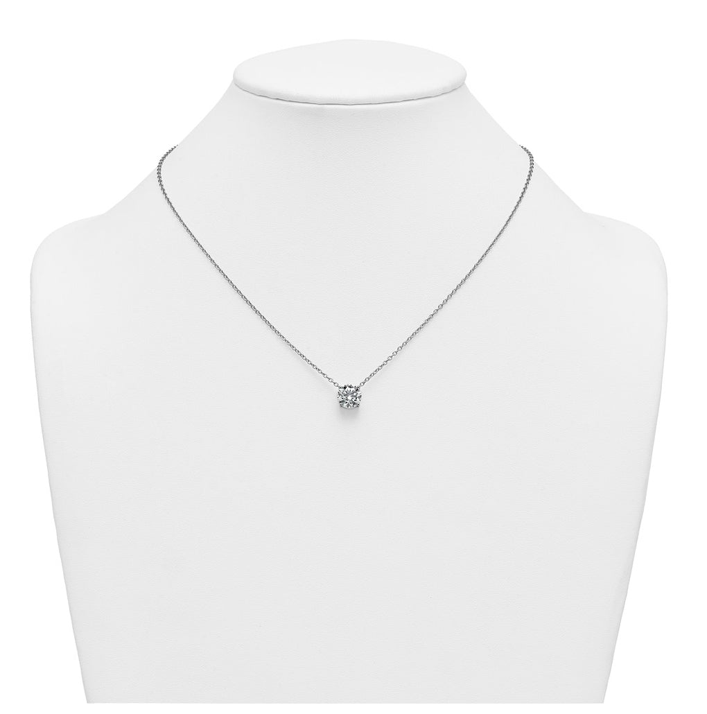 14K Yellow Or White Gold Lab Grown Diamond VS+ F+ Round Complete Four Prong 18 inch Solitaire Necklace