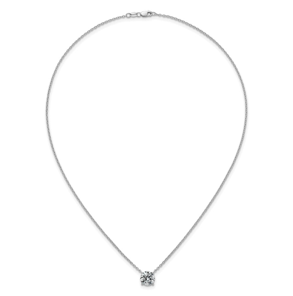 14K Yellow Or White Gold Certified Lab Grown Diamond VS+ F+ Round Complete Four Prong 18 inch Solitaire Necklace