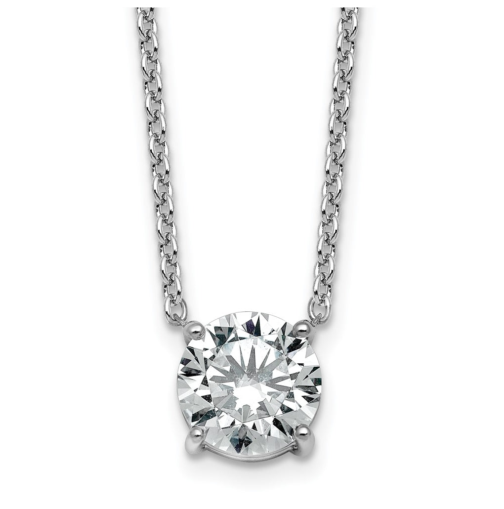 14K Yellow Or White Gold Lab Grown Diamond VS+ F+ Round Complete Four Prong 18 inch Solitaire Necklace