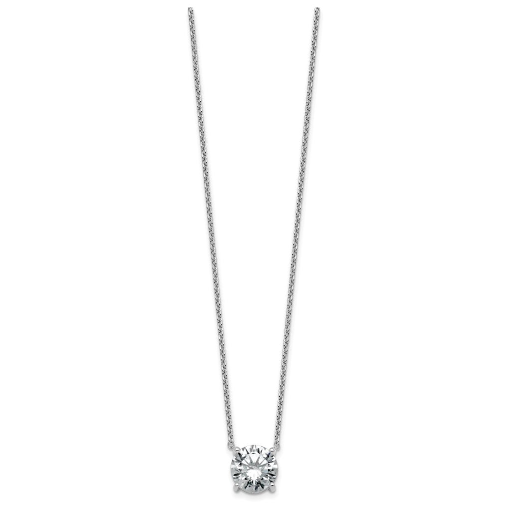 14K Yellow Or White Gold Certified Lab Grown Diamond VS+ F+ Round Complete Four Prong 18 inch Solitaire Necklace