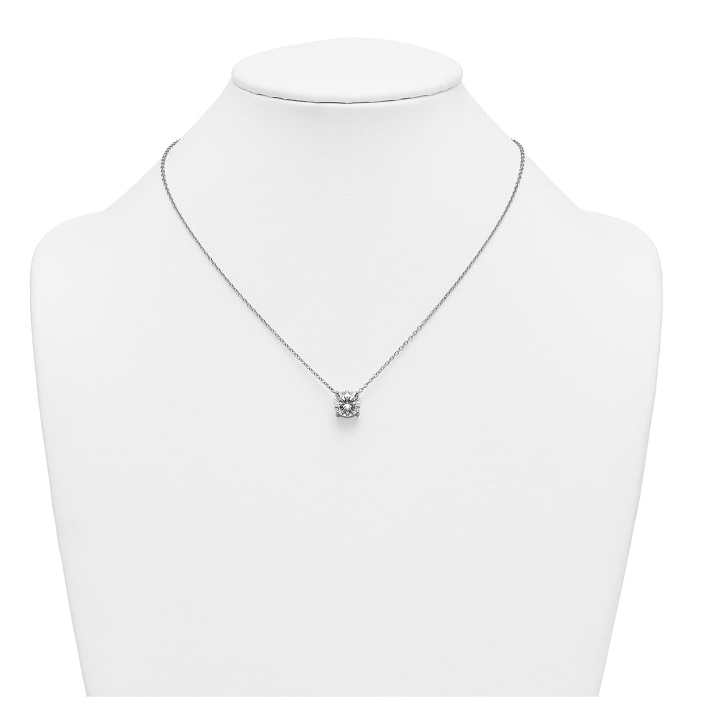 14K Yellow Or White Gold Certified Lab Grown Diamond VS+ F+ Round Complete Four Prong 18 inch Solitaire Necklace