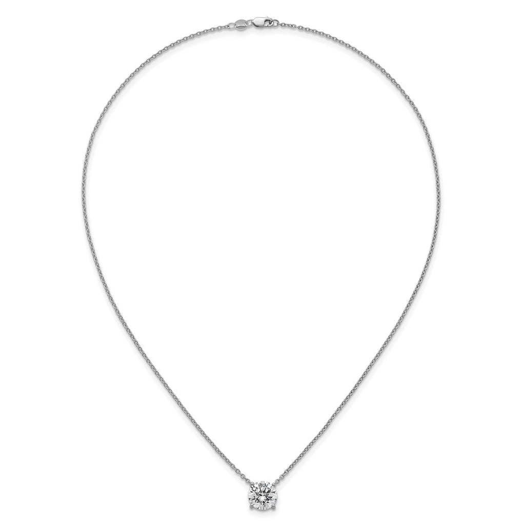 14K Yellow Or White Gold Certified Lab Grown Diamond VS+ F+ Round Complete Four Prong 18 inch Solitaire Necklace