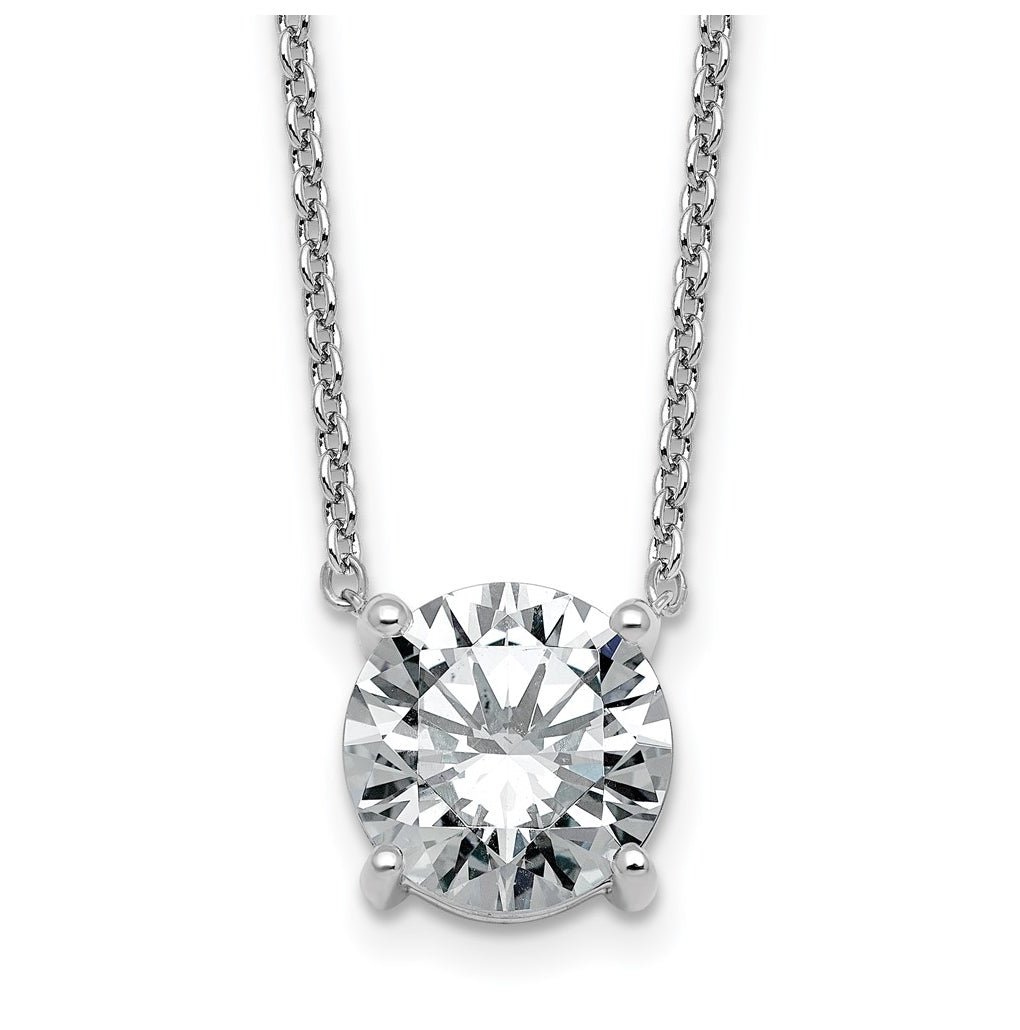 14K Yellow Or White Gold Certified Lab Grown Diamond VS+ F+ Round Complete Four Prong 18 inch Solitaire Necklace
