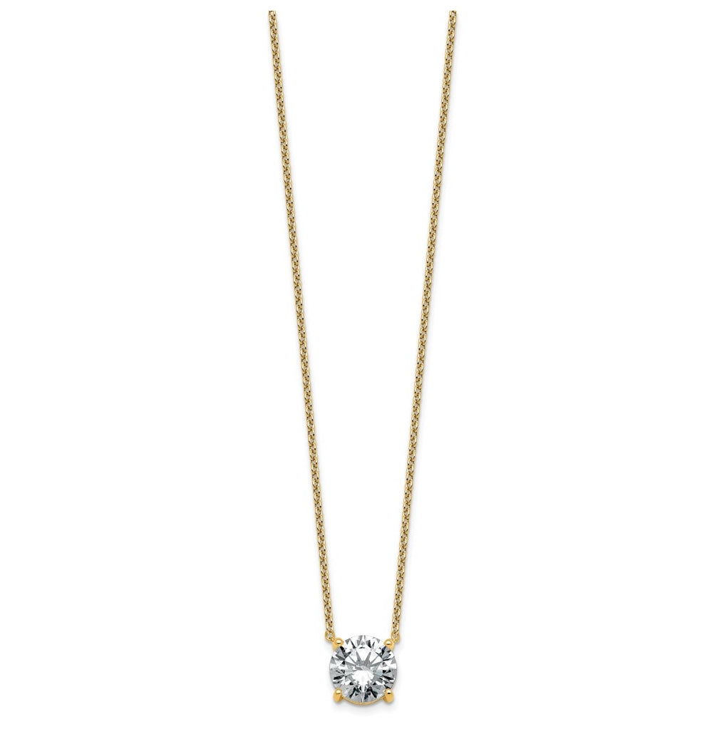 14K Yellow Or White Gold Certified Lab Grown Diamond VS+ F+ Round Complete Four Prong 18 inch Solitaire Necklace