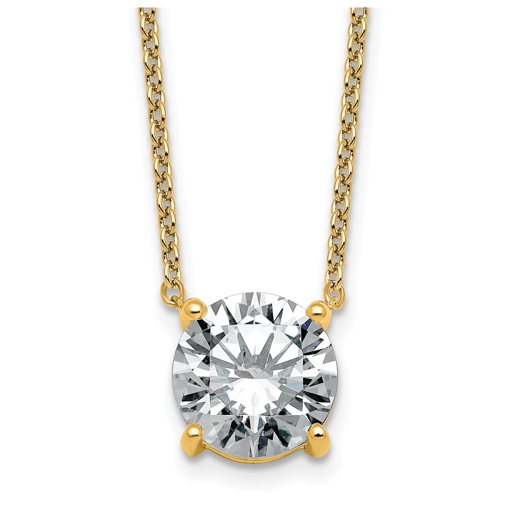 14K Yellow Or White Gold Lab Grown Diamond VS+ F+ Round Complete Four Prong 18 inch Solitaire Necklace