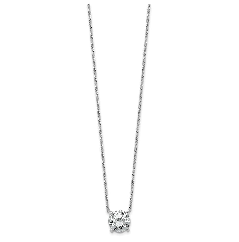 14K Yellow Or White Gold Certified Lab Grown Diamond VS+ F+ Round Complete Four Prong 18 inch Solitaire Necklace