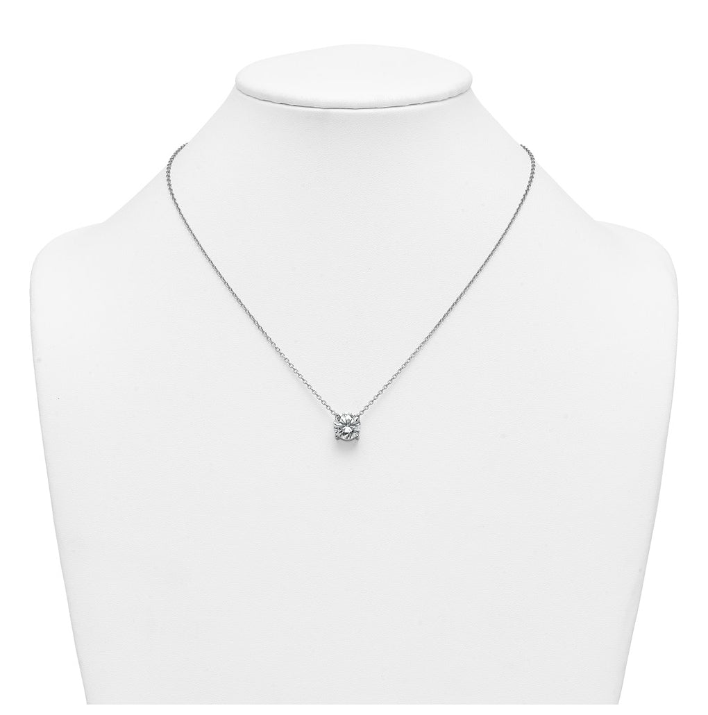 14K Yellow Or White Gold Certified Lab Grown Diamond VS+ F+ Round Complete Four Prong 18 inch Solitaire Necklace