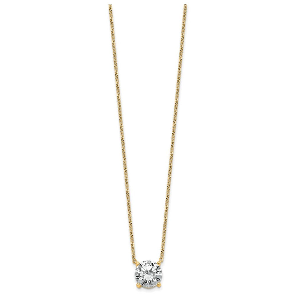 14K Yellow Or White Gold Lab Grown Diamond VS+ F+ Round Complete Four Prong 18 inch Solitaire Necklace