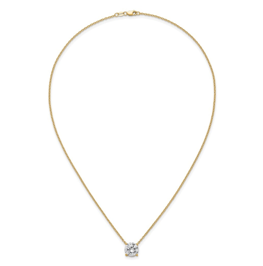 14K Yellow Or White Gold Certified Lab Grown Diamond VS+ F+ Round Complete Four Prong 18 inch Solitaire Necklace
