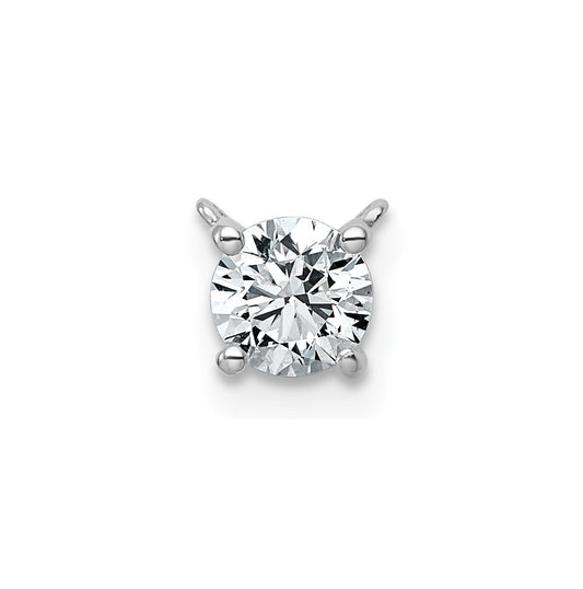 14k White Gold 1/2 carat Lab Grown Diamond VS+ F+ Round Complete Four Prong Chain Slide Pendant