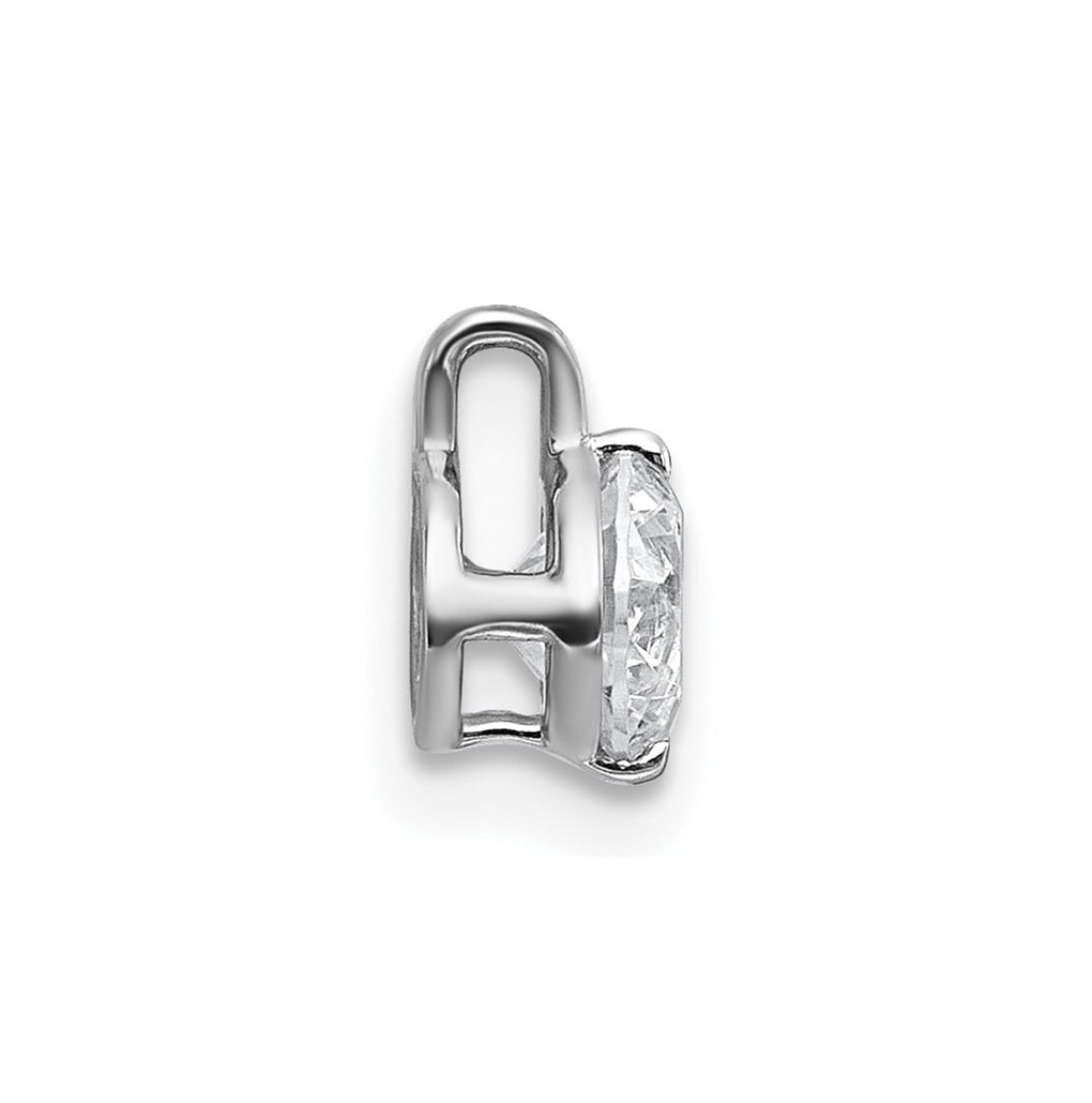 14k White Gold 1/2 carat Lab Grown Diamond VS+ F+ Round Complete Bezel Set Chain Slide Pendant