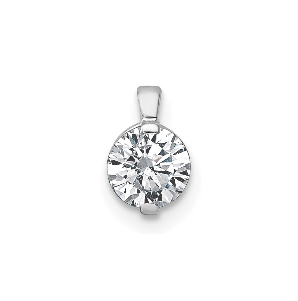14k White Gold 1/2 carat Lab Grown Diamond VS+ F+ Round Complete Bezel Set Chain Slide Pendant
