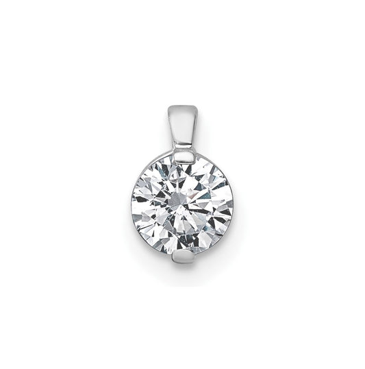 14k White Gold 1/2 carat Lab Grown Diamond VS+ F+ Round Complete Bezel Set Chain Slide Pendant