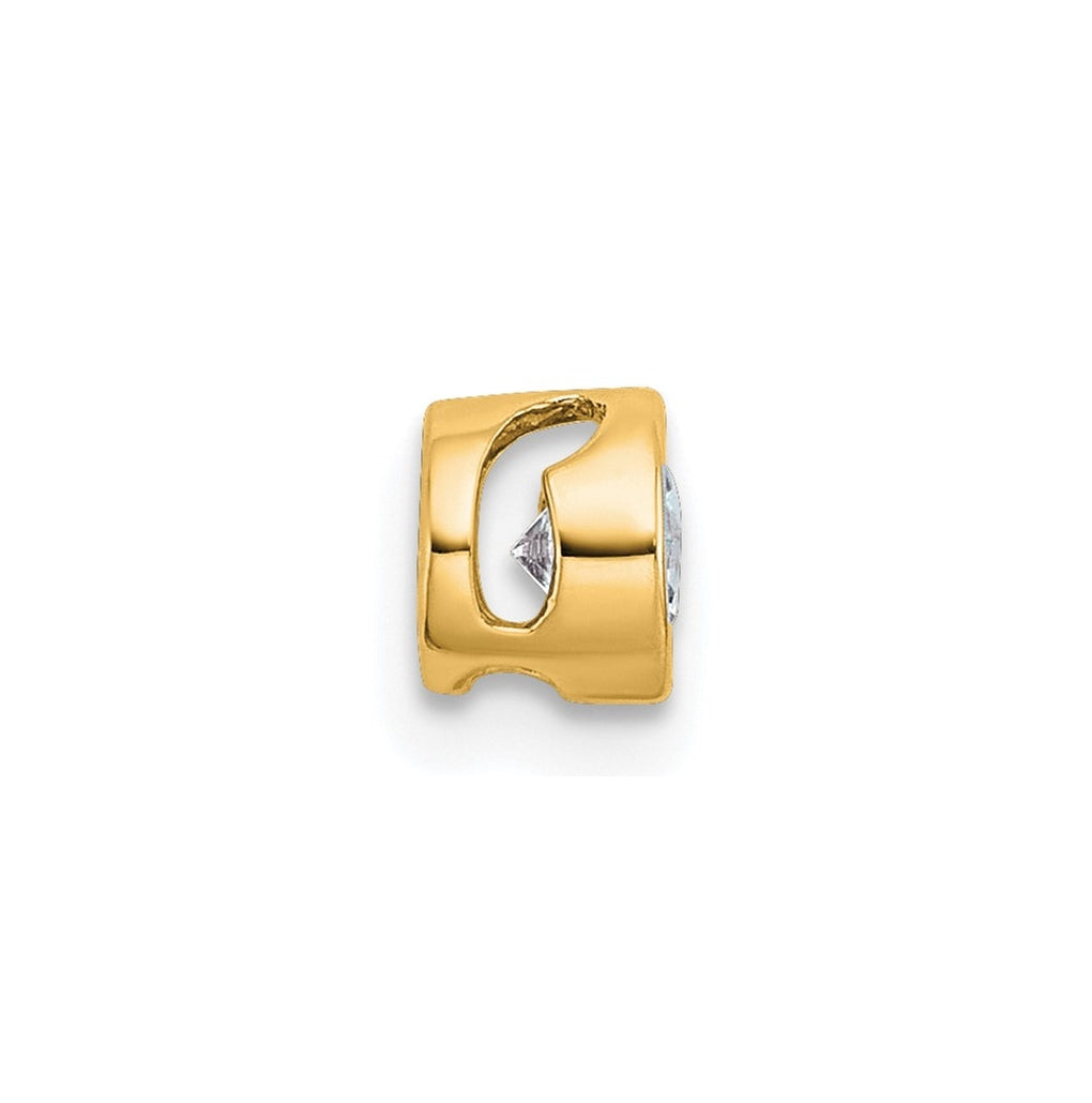 14K Yellow Or White Gold Lab Grown Diamond VS+ F+ Round Complete Bezel Set Chain Slide Pendant