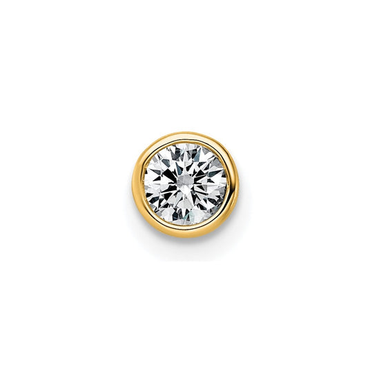 14K Yellow Or White Gold Lab Grown Diamond VS+ F+ Round Complete Bezel Set Chain Slide Pendant