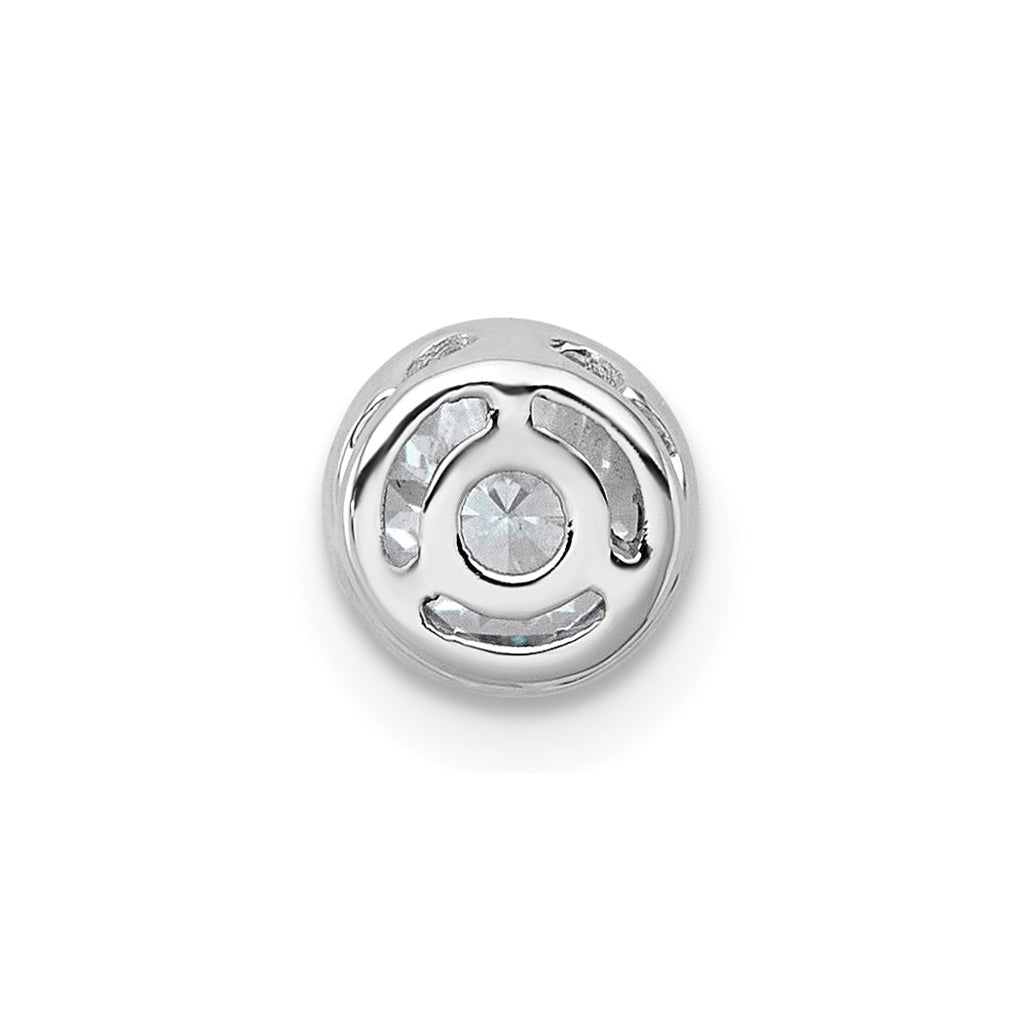 14K Yellow Or White Gold Lab Grown Diamond VS+ F+ Round Complete Bezel Set Chain Slide Pendant