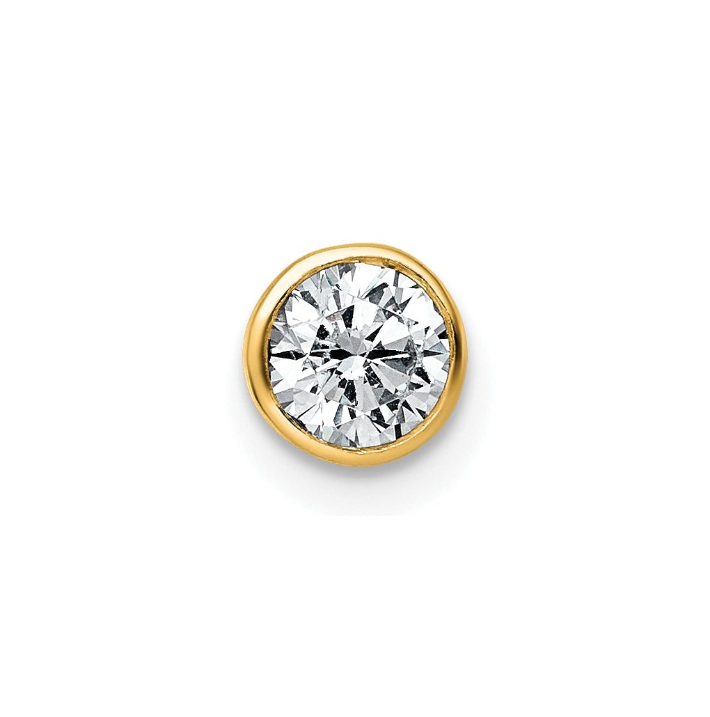 14K Yellow Or White Gold Lab Grown Diamond VS+ F+ Round Complete Bezel Set Chain Slide Pendant
