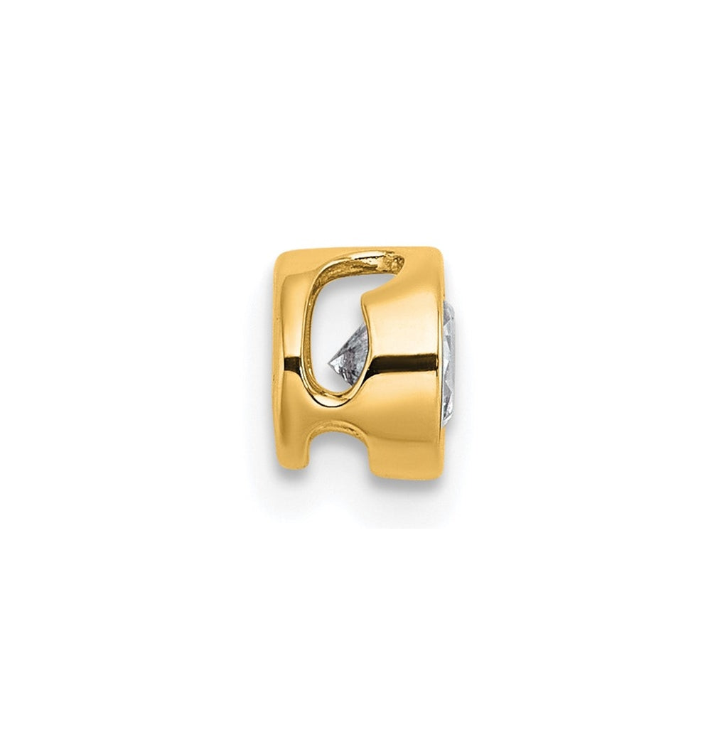 14K Yellow Or White Gold Lab Grown Diamond VS+ F+ Round Complete Bezel Set Chain Slide Pendant