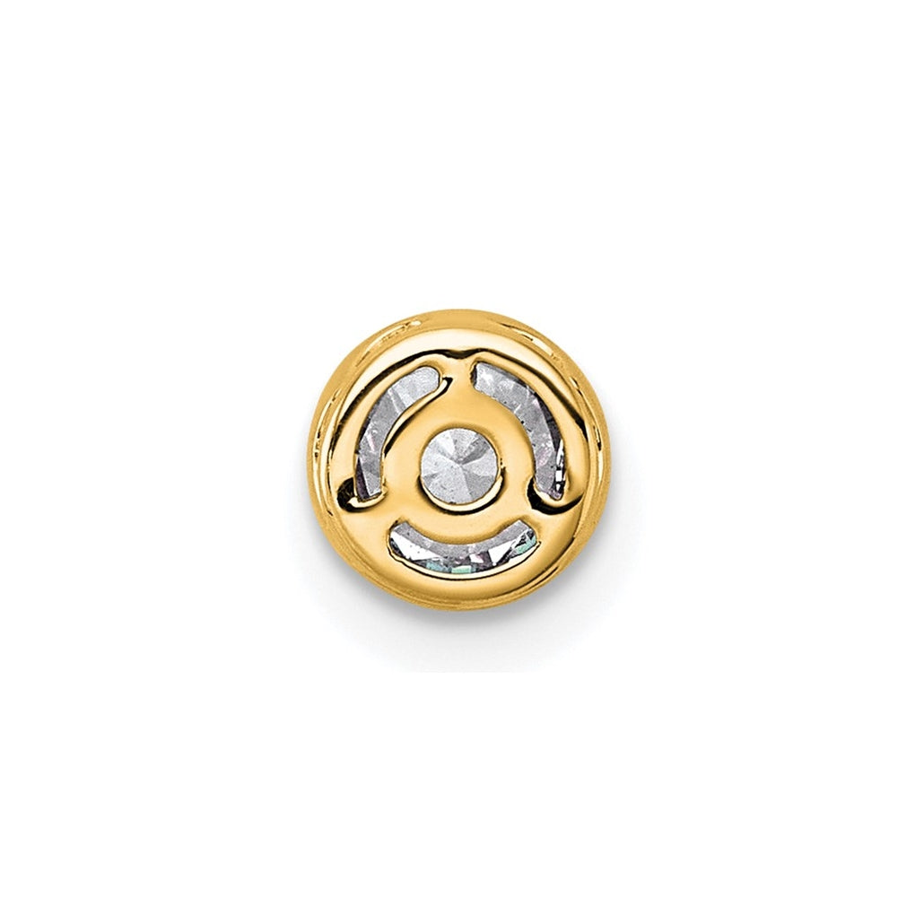 14K Yellow Or White Gold Lab Grown Diamond VS+ F+ Round Complete Bezel Set Chain Slide Pendant