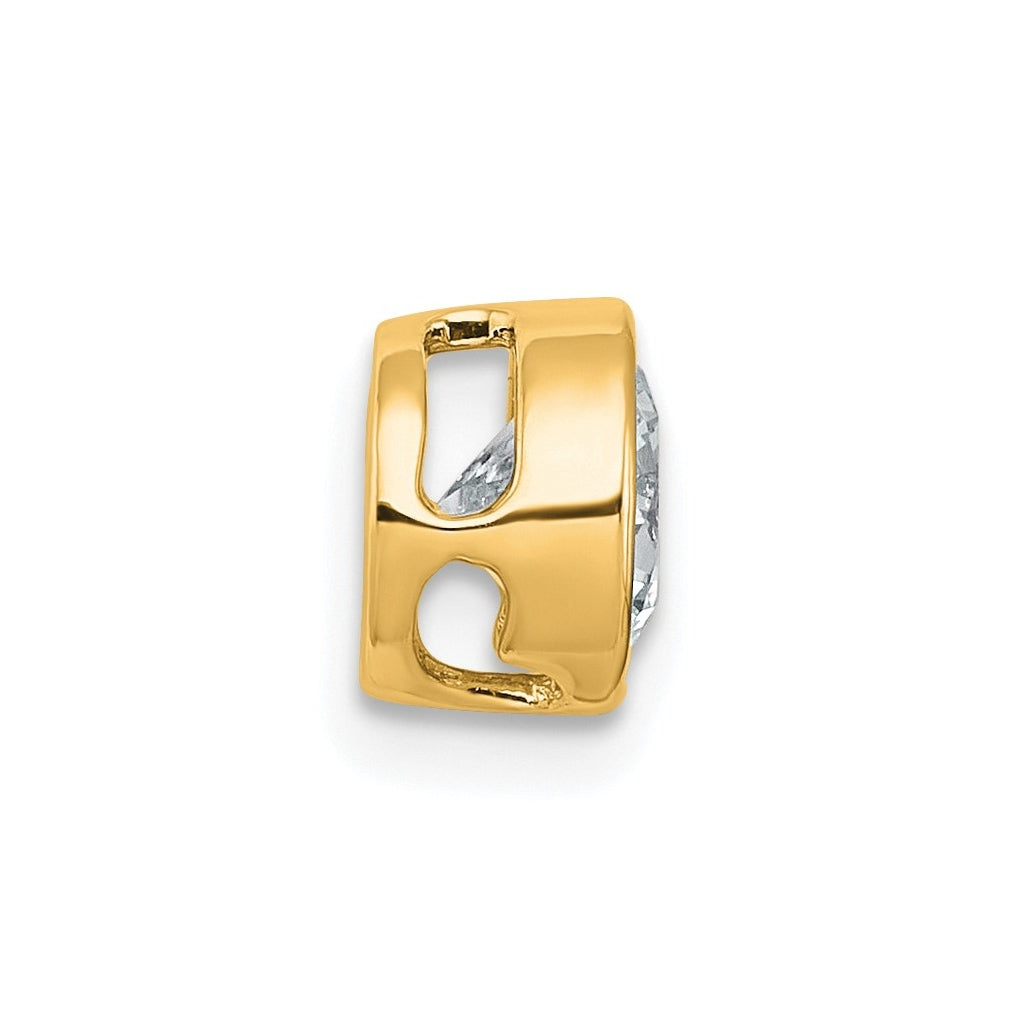 14K Yellow Or White Gold Certified Lab Grown Diamond VS+ F+ Round Complete Bezel Set Chain Slide Pendant