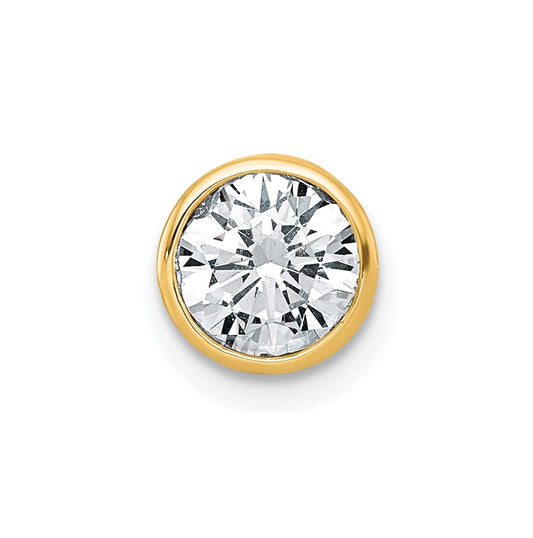14K Yellow Or White Gold Certified Lab Grown Diamond VS+ F+ Round Complete Bezel Set Chain Slide Pendant