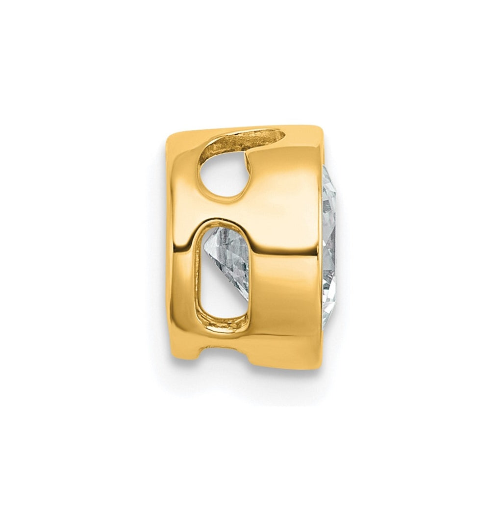 14K Yellow Or White Gold Certified Lab Grown Diamond VS+ F+ Round Complete Bezel Set Chain Slide Pendant