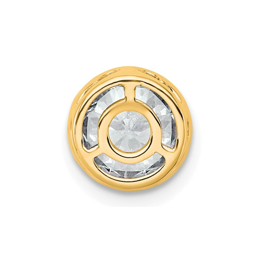 14K Yellow Or White Gold Certified Lab Grown Diamond VS+ F+ Round Complete Bezel Set Chain Slide Pendant