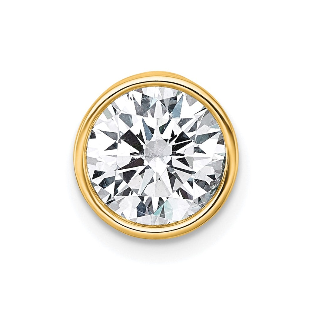 14K Yellow Or White Gold Lab Grown Diamond VS+ F+ Round Complete Bezel Set Chain Slide Pendant
