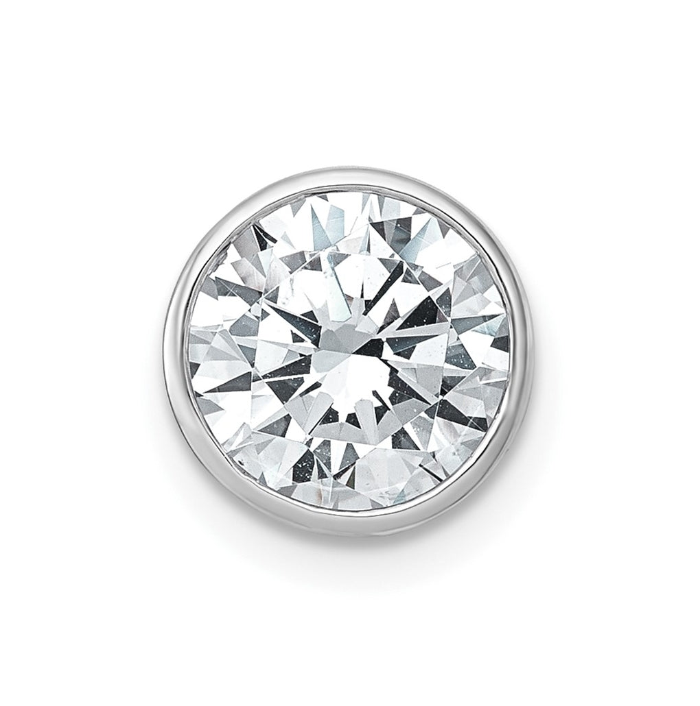 14K Yellow Or White Gold Certified Lab Grown Diamond VS+ F+ Round Complete Bezel Set Chain Slide Pendant