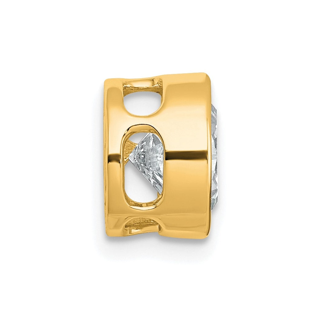 14K Yellow Or White Gold Certified Lab Grown Diamond VS+ F+ Round Complete Bezel Set Chain Slide Pendant