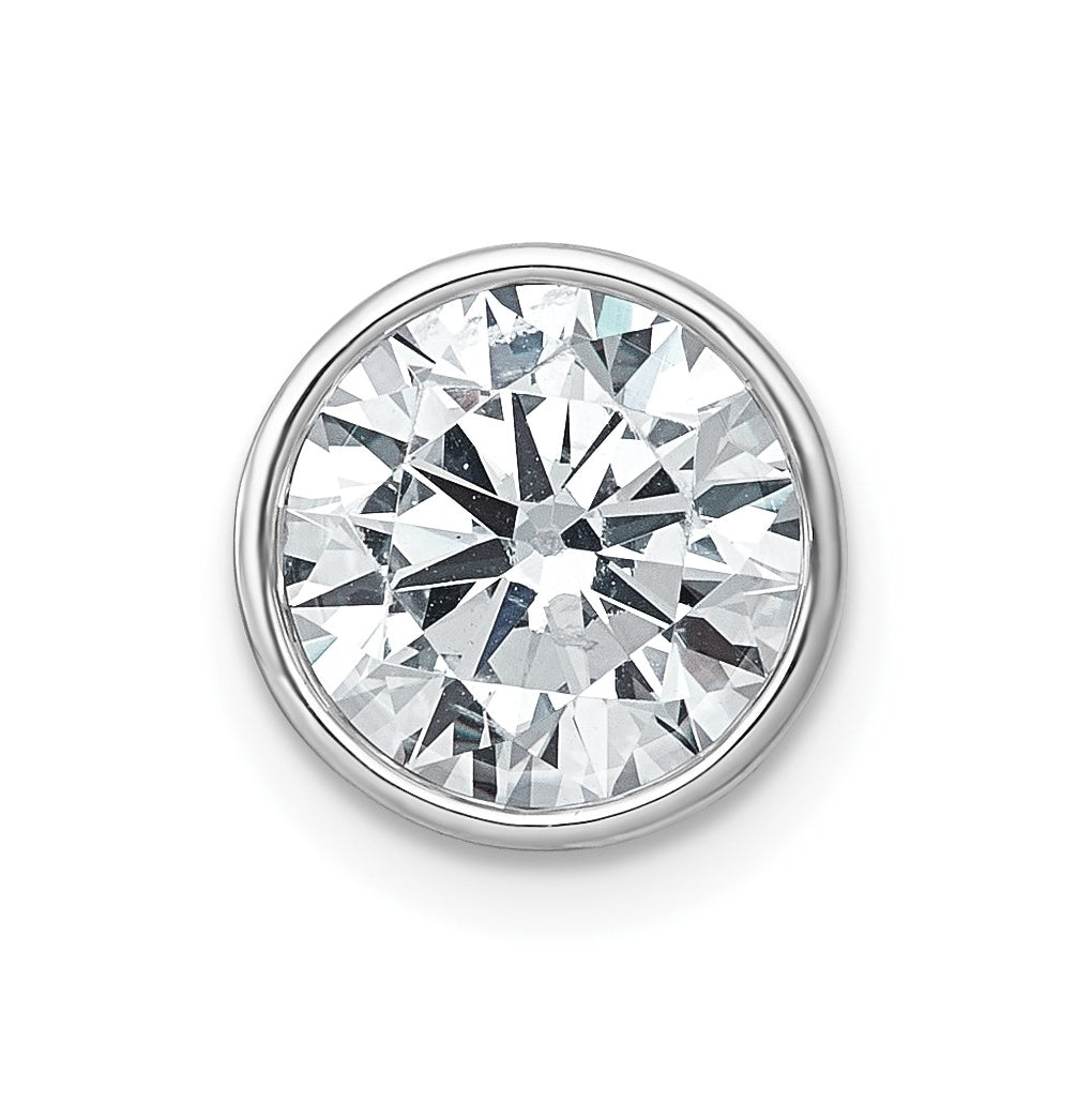 14K Yellow Or White Gold Certified Lab Grown Diamond VS+ F+ Round Complete Bezel Set Chain Slide Pendant