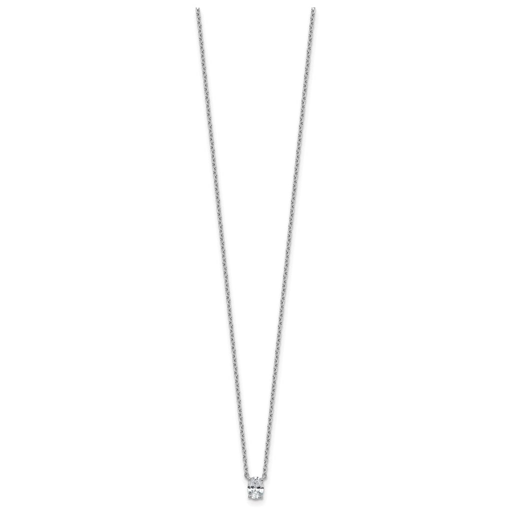 14K Yellow Or White Gold Lab Grown Diamond VS+ F+ Oval Complete 18 inch Four Prong Pendant Necklace