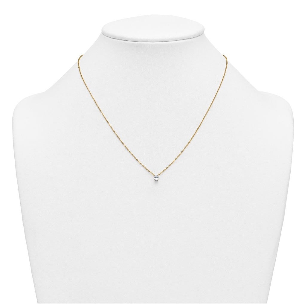 14K Yellow Or White Gold Lab Grown Diamond VS+ F+ Oval Complete 18 inch Four Prong Pendant Necklace
