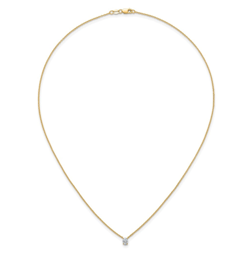 14K Yellow Or White Gold Lab Grown Diamond VS+ F+ Oval Complete 18 inch Four Prong Pendant Necklace