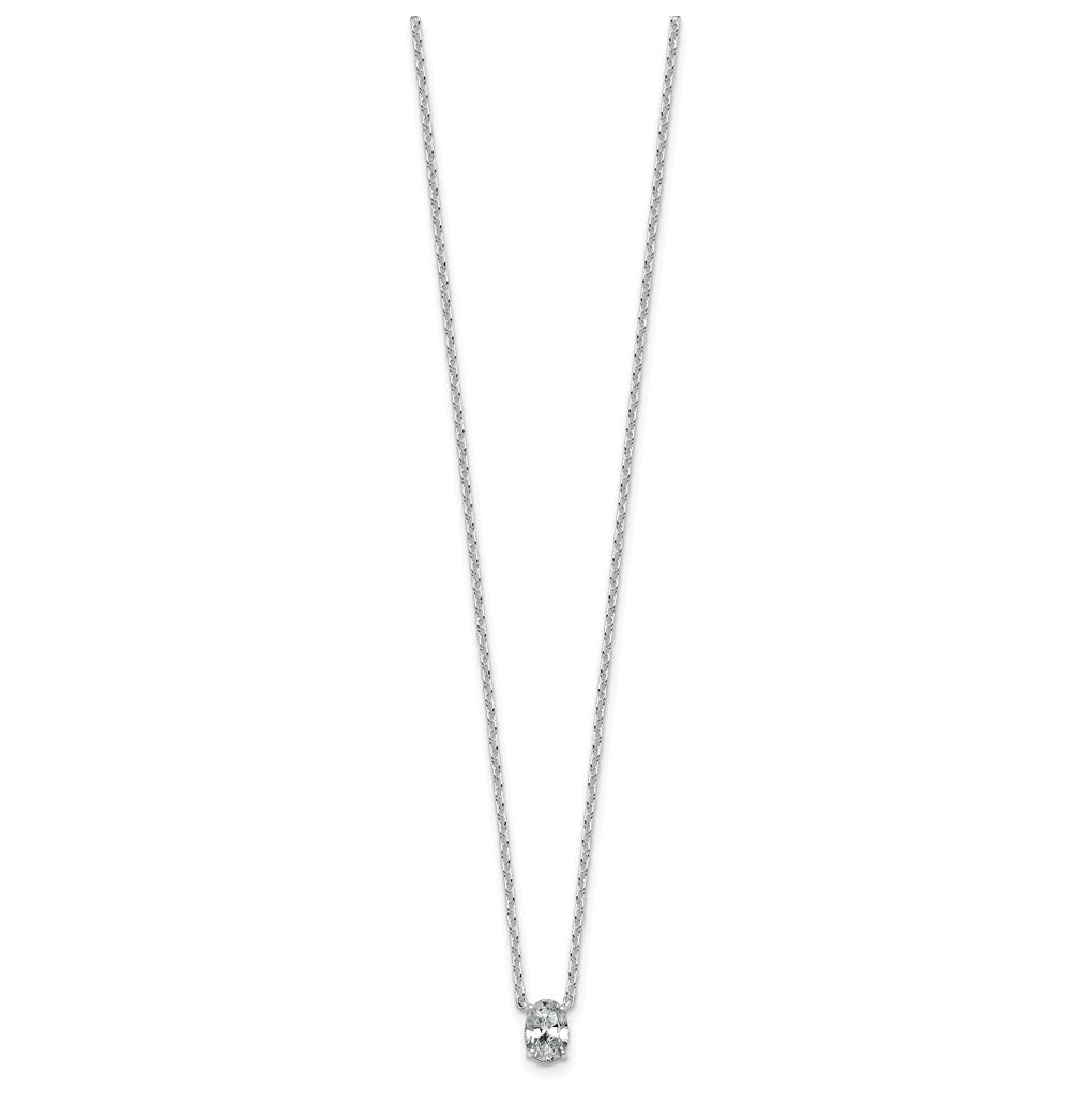 14K Yellow Or White Gold Lab Grown Diamond VS+ F+ Oval Complete 18 inch Four Prong Pendant Necklace