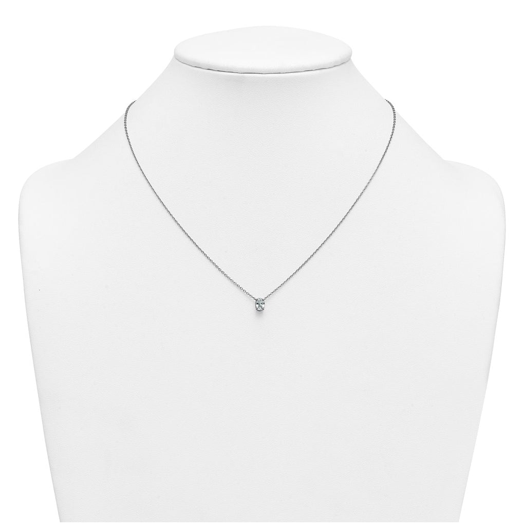 14K Yellow Or White Gold Lab Grown Diamond VS+ F+ Oval Complete 18 inch Four Prong Pendant Necklace