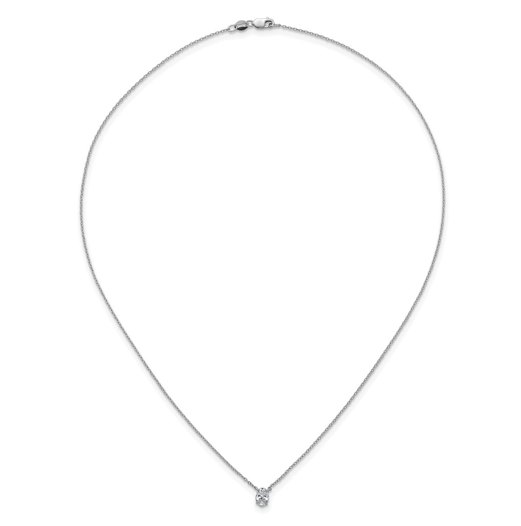 14K Yellow Or White Gold Lab Grown Diamond VS+ F+ Oval Complete 18 inch Four Prong Pendant Necklace