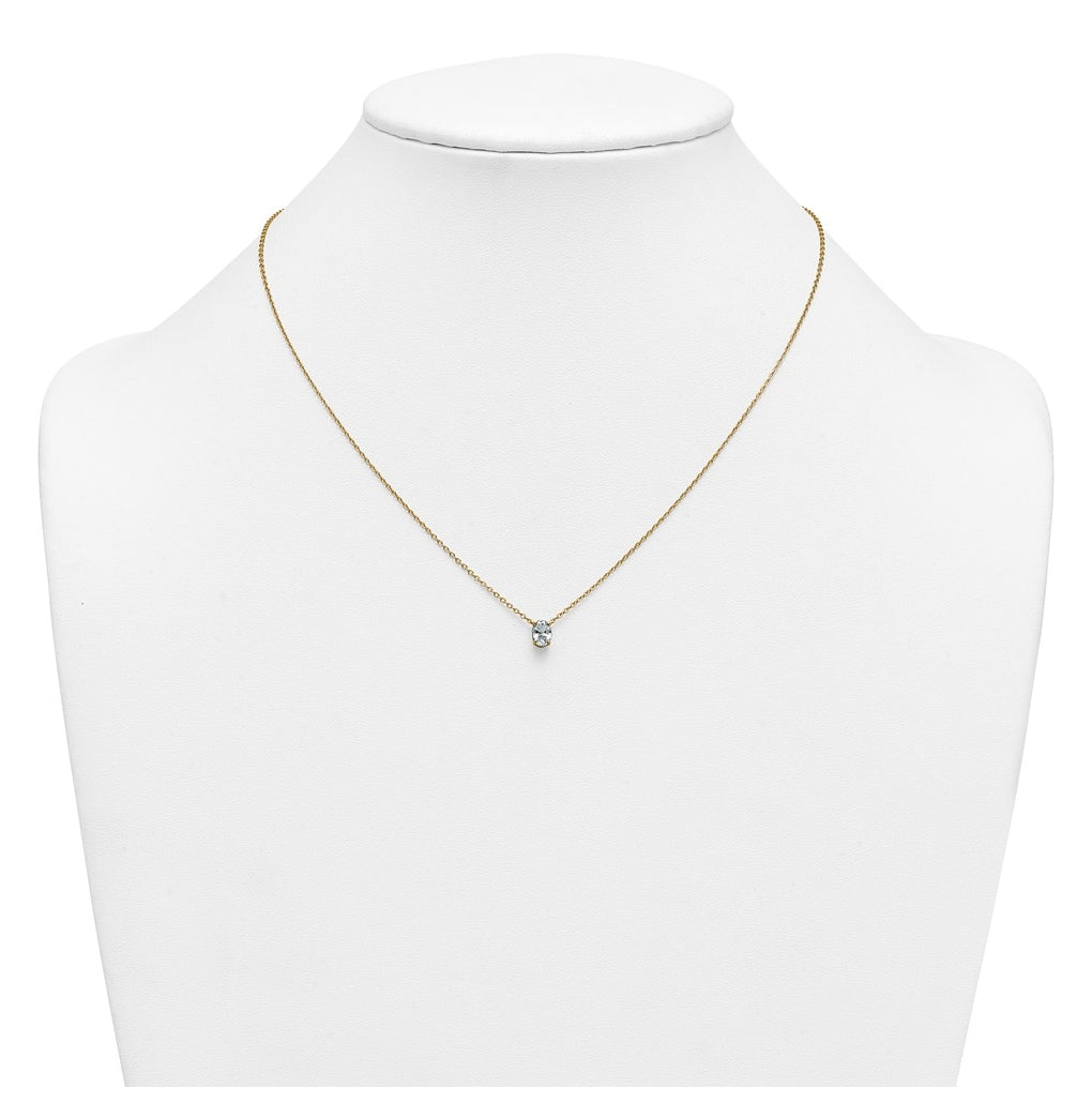 14K Yellow Or White Gold Lab Grown Diamond VS+ F+ Oval Complete 18 inch Four Prong Pendant Necklace