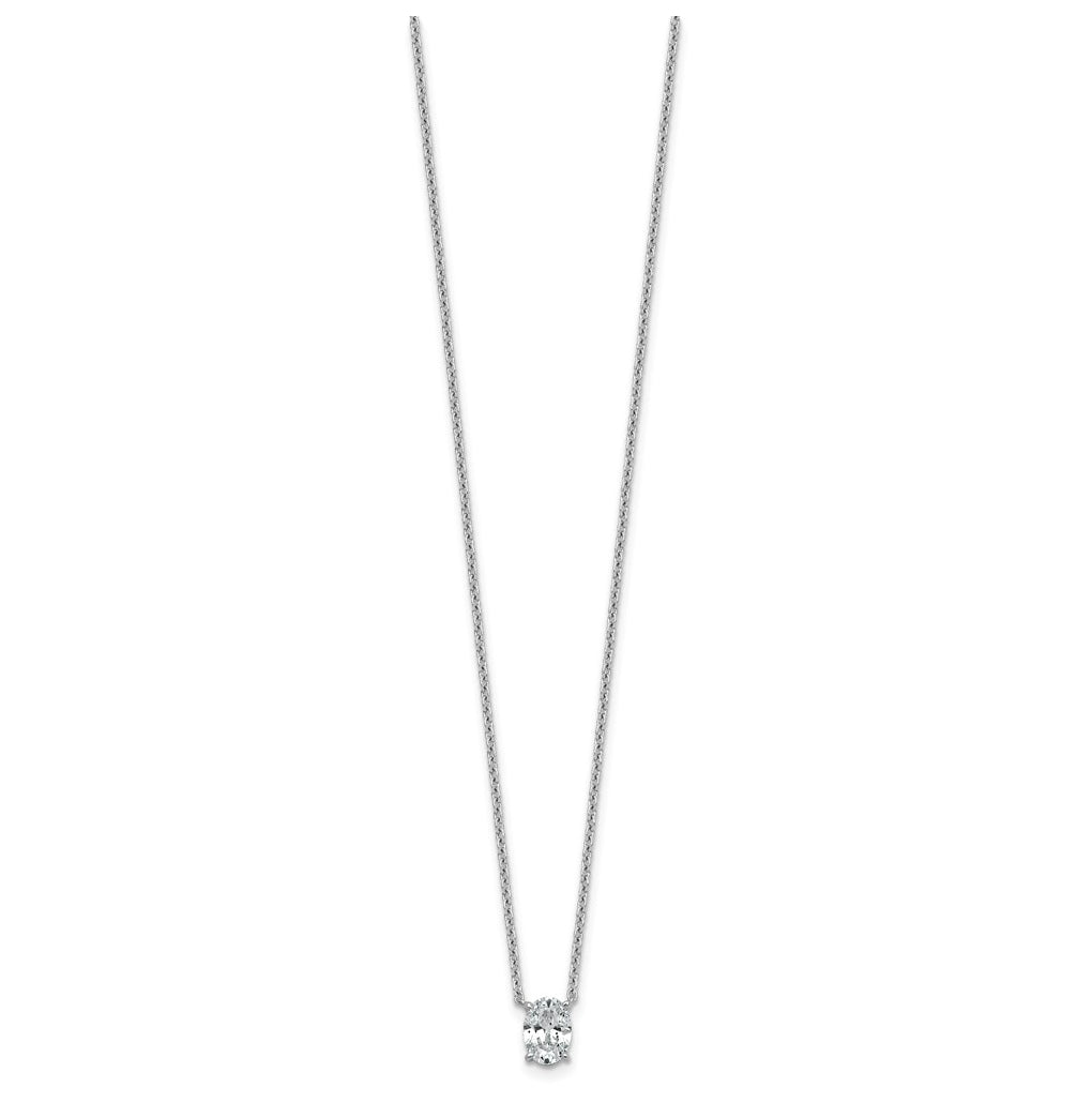 14K Yellow Or White Gold Lab Grown Diamond VS+ F+ Oval Complete 18 inch Four Prong Pendant Necklace