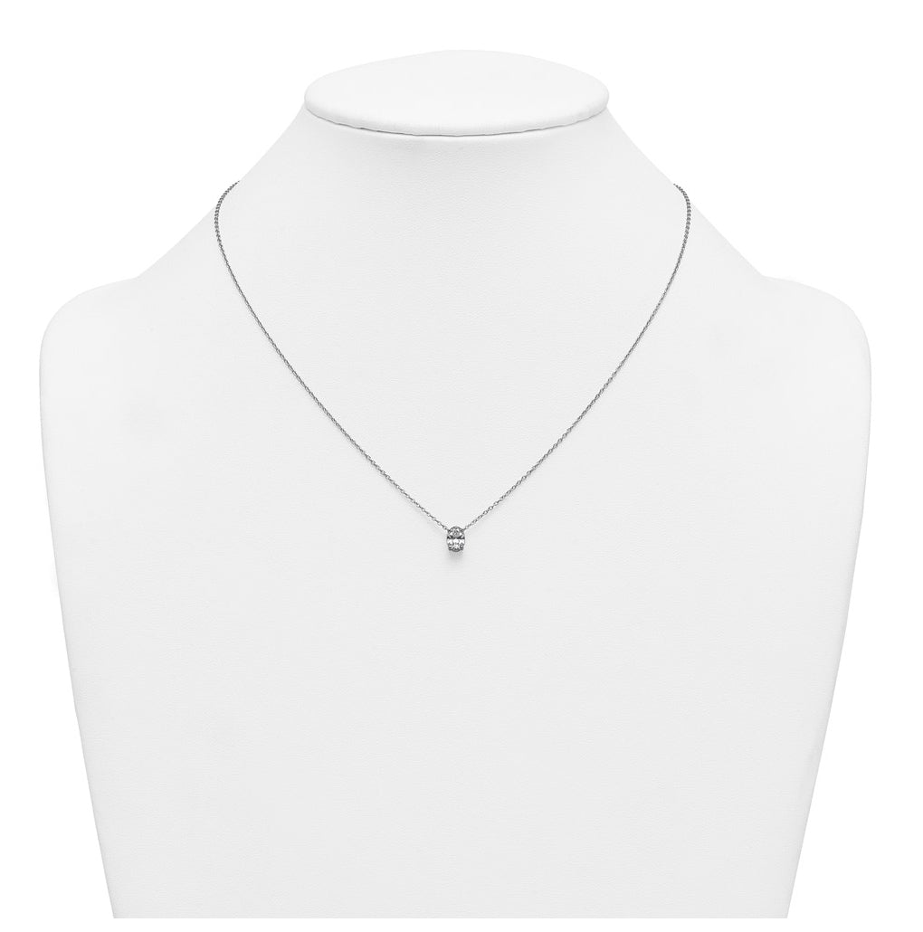 14K Yellow Or White Gold Lab Grown Diamond VS+ F+ Oval Complete 18 inch Four Prong Pendant Necklace