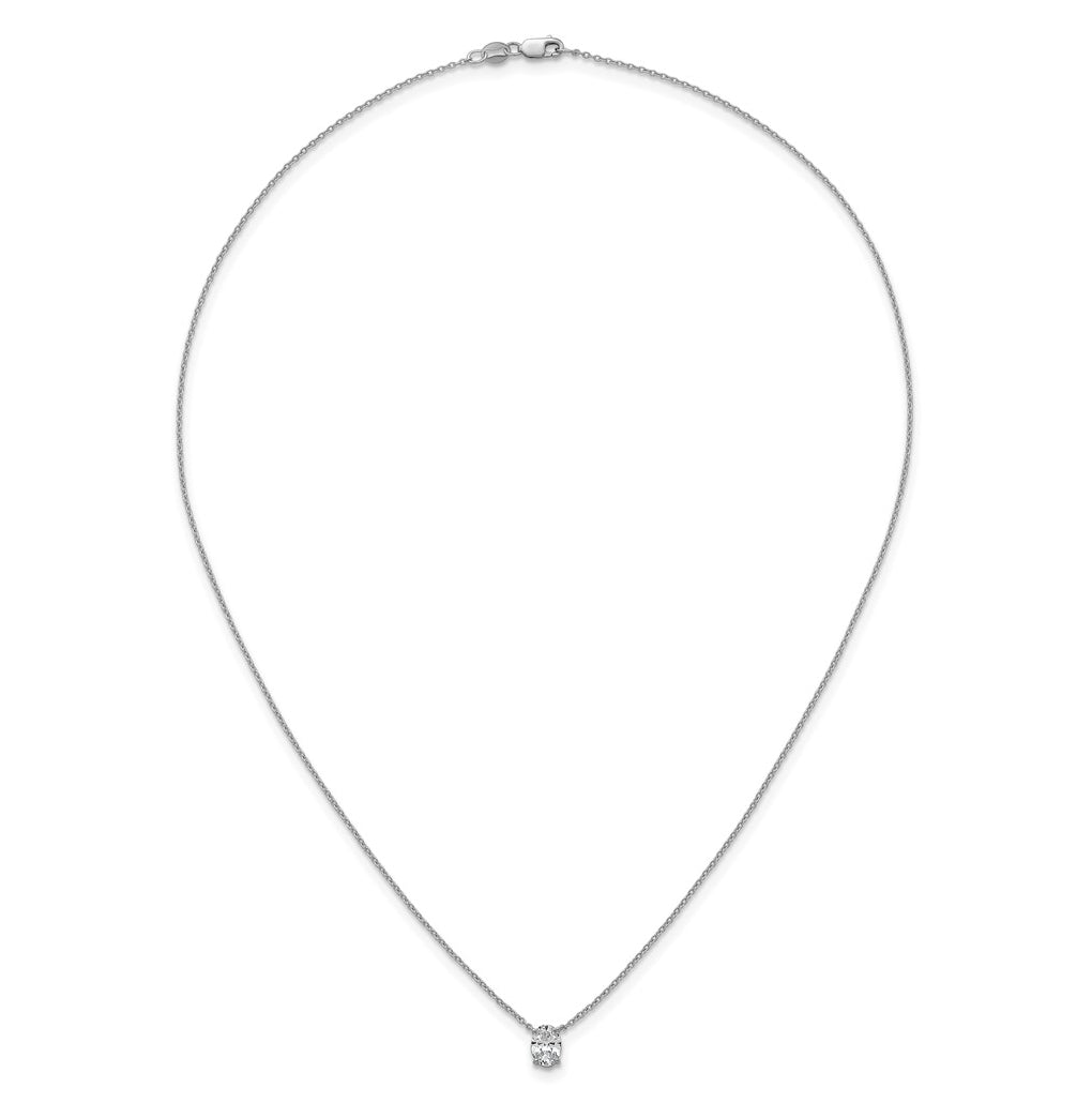 14K Yellow Or White Gold Lab Grown Diamond VS+ F+ Oval Complete 18 inch Four Prong Pendant Necklace
