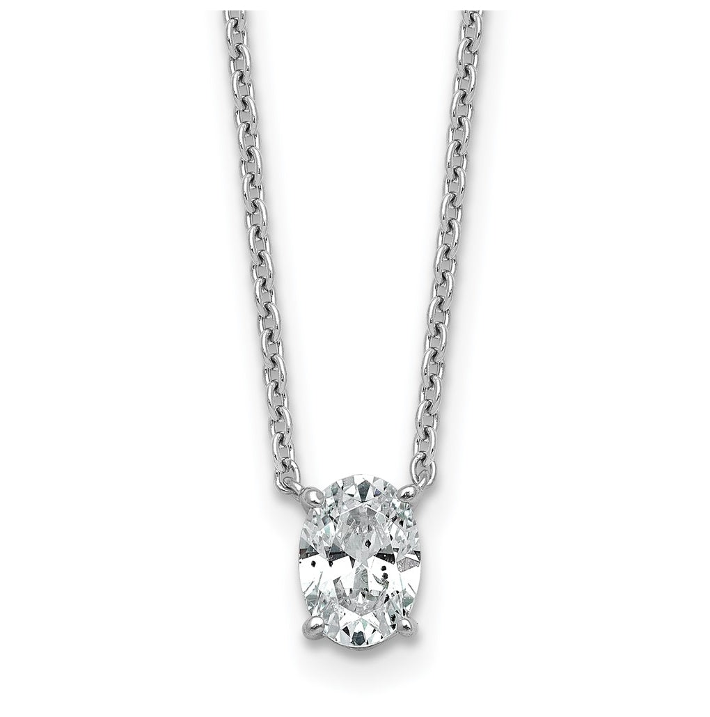 14K Yellow Or White Gold Lab Grown Diamond VS+ F+ Oval Complete 18 inch Four Prong Pendant Necklace